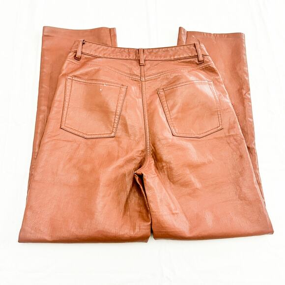 Wilfred Brown Faux Leather Straight Zip Fly Leg Dress Pants SIze 6 - Picture 5 of 10